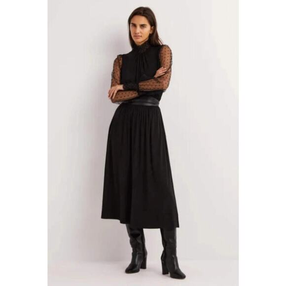 Boden Tulle Sleeve Midi Party Dress Black Size 12 - Picture 3 of 14